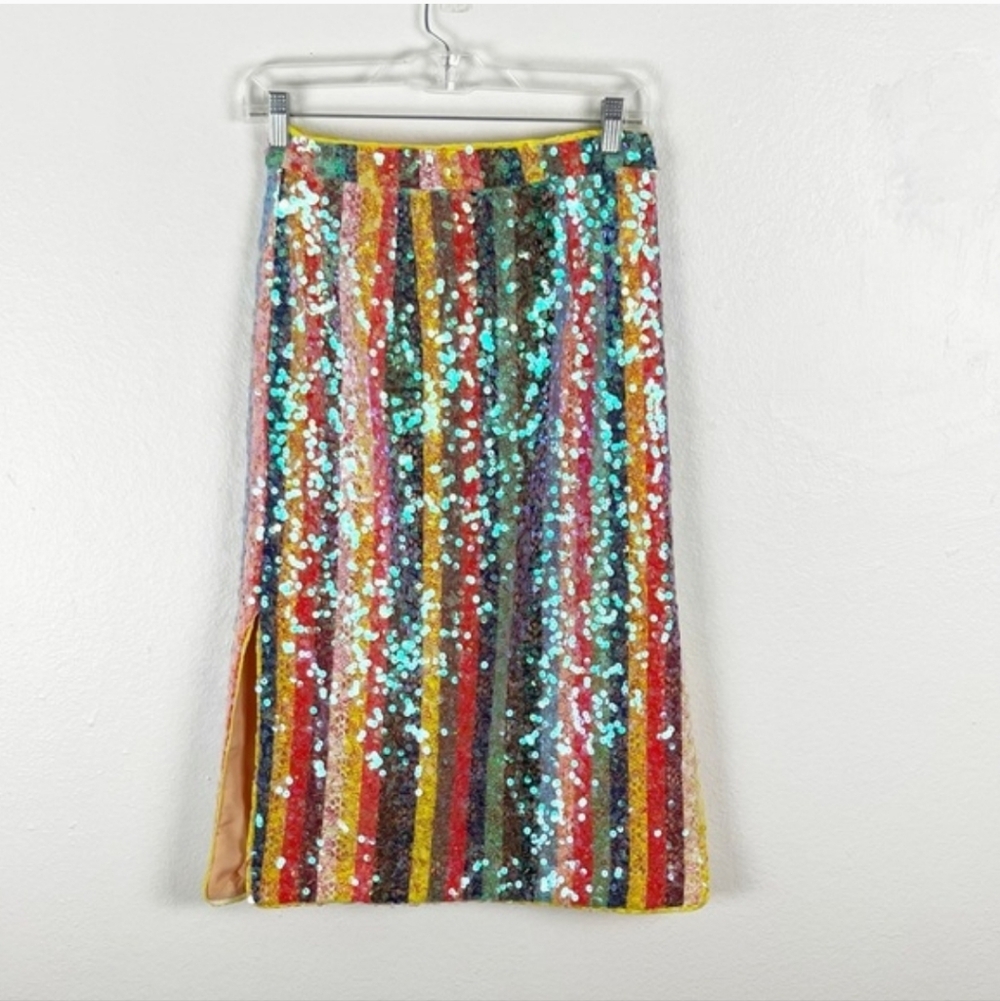 Anthropologie Maeve Vibrant Sequin Pencil Skirt - Picture 2 of 4
